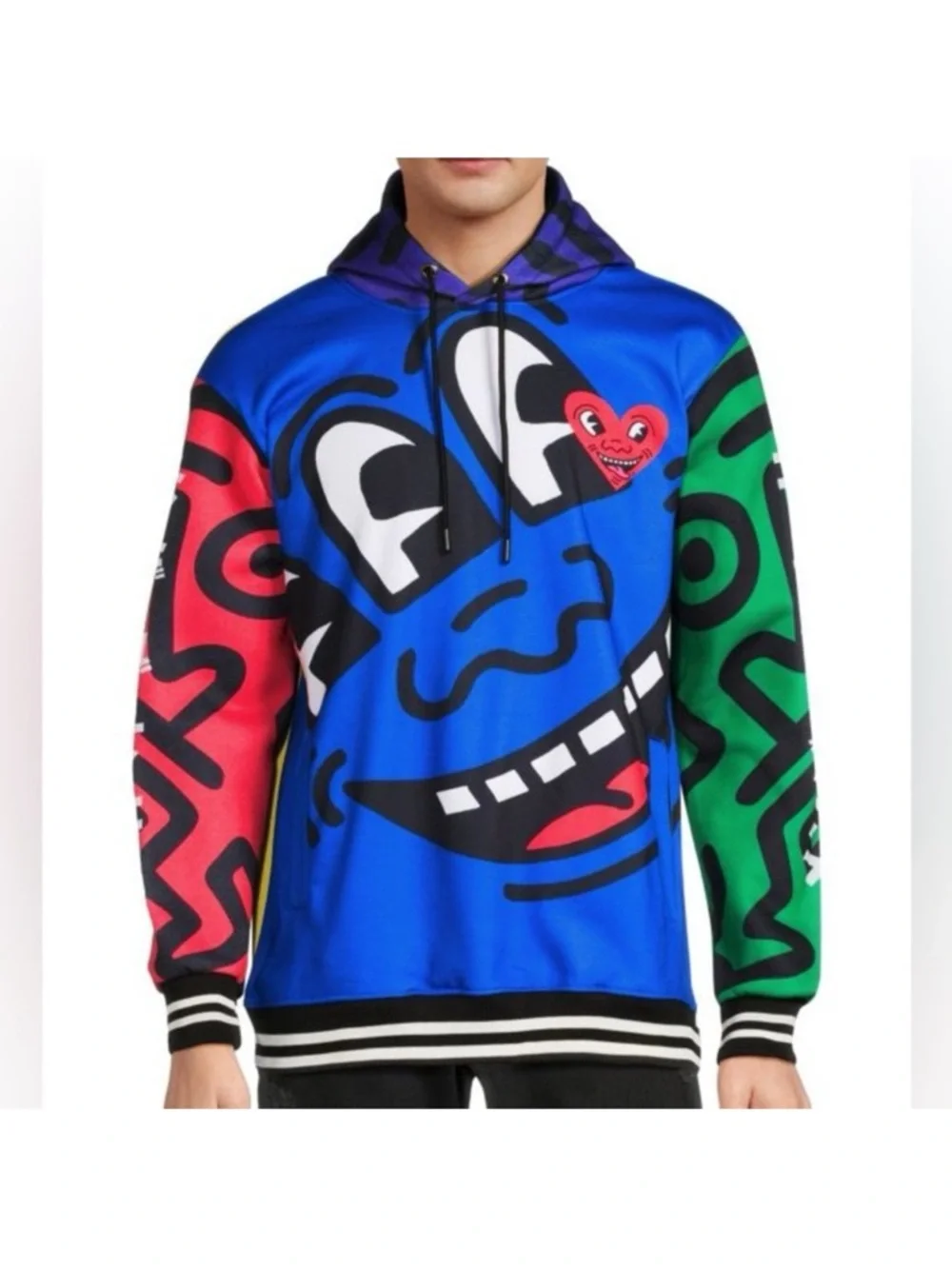 Keith Haring/Members Only Multicolor Graphic Pullover Hoodie with HeartMotif NWT - Picture 10 of 11